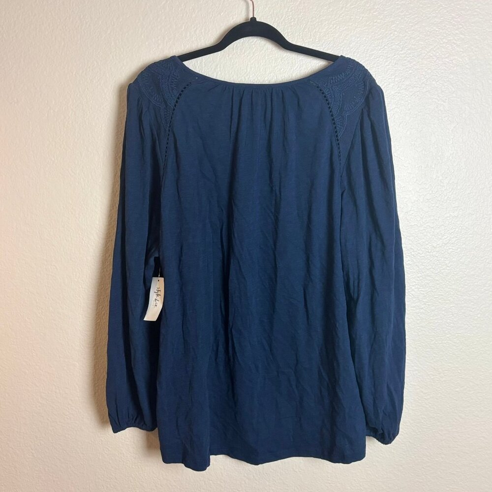 Style & Co Women's Lace Knit Cotton Blouse - 3X NWT - Picture 3 of 4